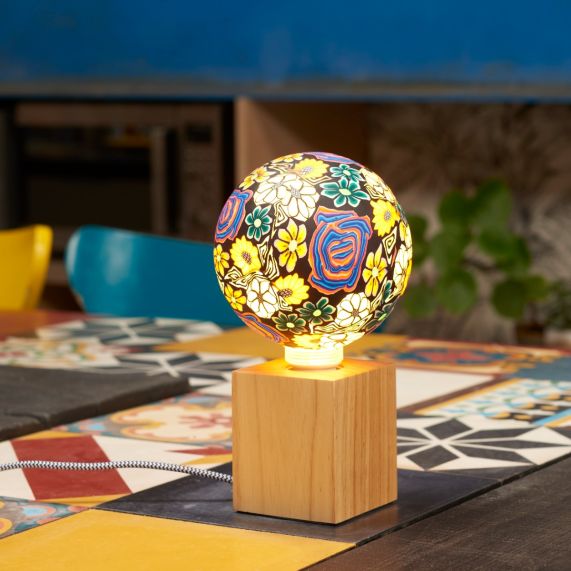 Girard Sudron Globe G125 E27 Bleu/orange Bresilienne Imprimé Floral 4W 470lm 2700K Dim