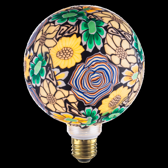 girard sudron Globe G125 E27 Bleu/orange Bresilienne imprimé floral 4W 470lm 2700K dim