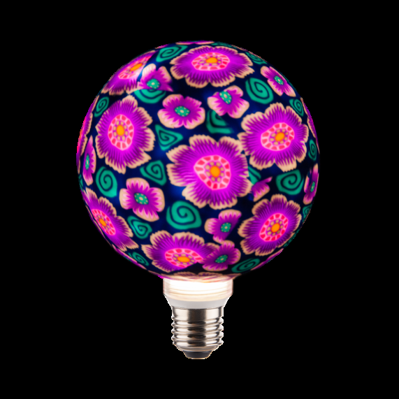 Girard Sudron Globe G125 E27 Rose/ Violet Psychedelique Imprimé Floral 4W 470lm 2700K Dim