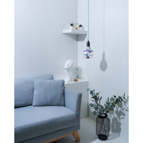 Girard Sudron GLOBE IMPRIMÉ BLEU G125 FILAMENT LED 4W E27 6500K DIM