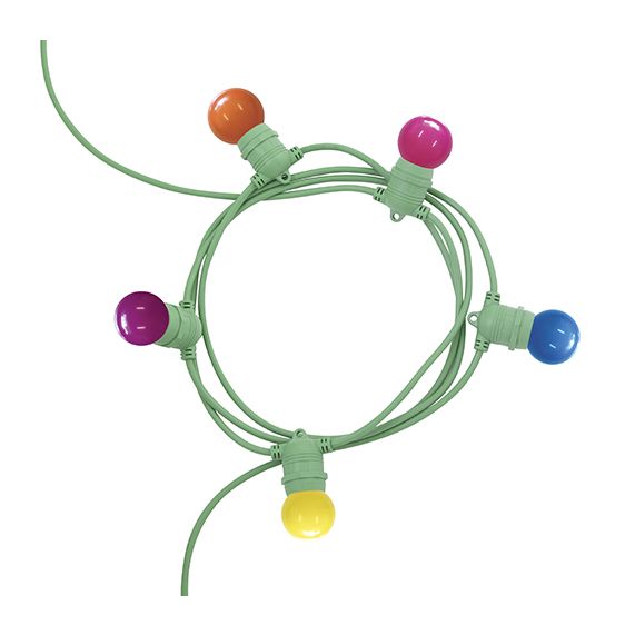 girard sudron Guirlande exterieure E27 vert avec 5 douilles Guinguette 220-240V IP44 5m
