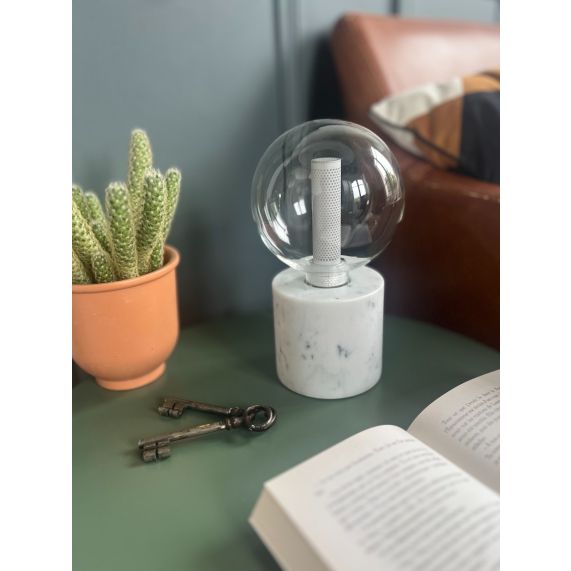 Girard Sudron Lampe A Poser E27 Blanc Effet Marbre Paros 220-240V IP20 98x90mm