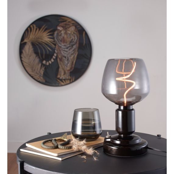 Girard Sudron Lampe A Poser E27 Noir Effet Ceramique Vallauris 220-240V IP20 115x110mm