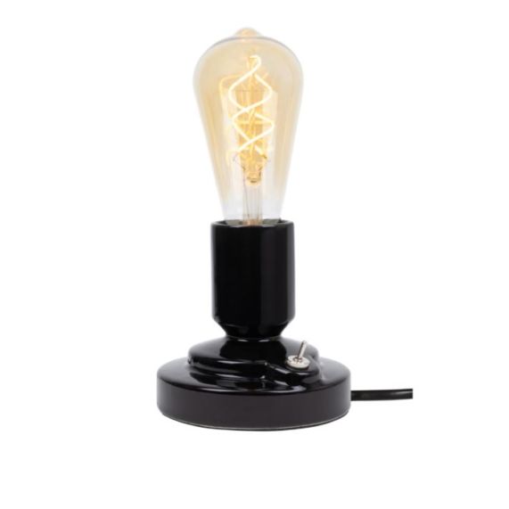 Girard Sudron Lampe A Poser E27 Noir Effet Ceramique Vallauris 220-240V IP20 115x110mm