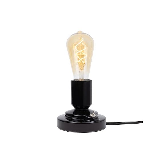 Girard Sudron Lampe A Poser E27 Noir Effet Ceramique Vallauris 220-240V IP20 115x110mm