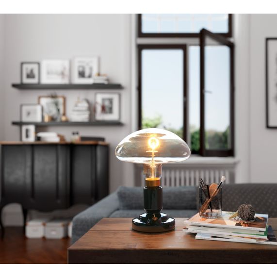 girard sudron Lampe a poser E27 noir effet ceramique Vallauris 220-240V IP20 115x110mm