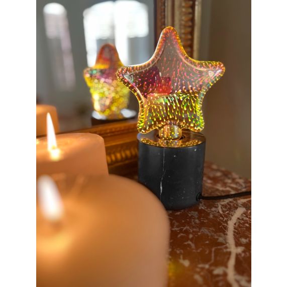 Girard Sudron Lampe A Poser E27 Noir Effet Marbre Paros 220-240V IP20 98x90mm