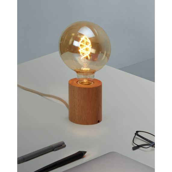 Girard Sudron LAMPE E27 BOIS À POSER / SUSPENDRE CÂB. TEXT. L.300CM ÉCRU CHINÉ