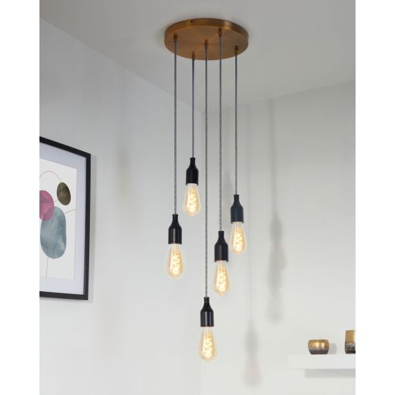 Girard Sudron Pavillon Acier Dore 5 Sorties Steely 300x25mm