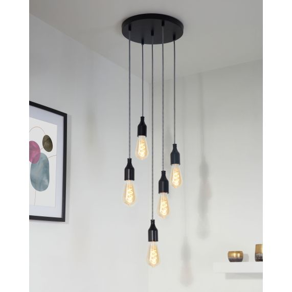 Girard Sudron Pavillon Acier Noir 5 Sorties Steely 300x25mm