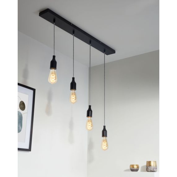 Girard Sudron Plafonnier Rectangulaire 4 Sorties 900mm Noir