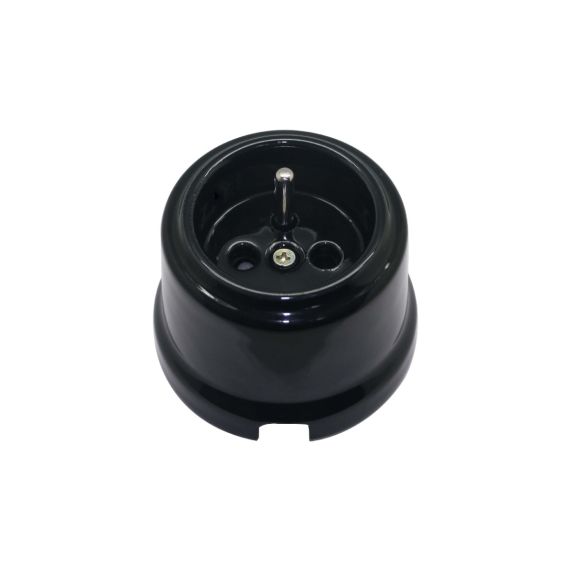 girard sudron Prise murale noir porcelaine en saillie av terre 10A Retrocharm 250V IP20
