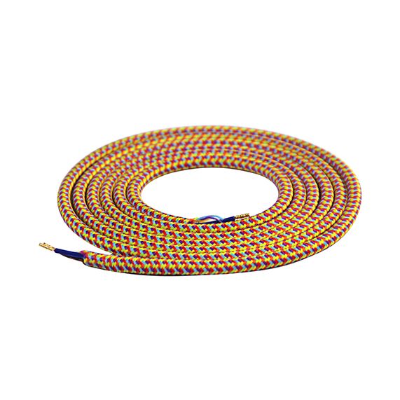 girard sudron SCable rond arlequin textile 2x0 75mm² double iso 2m