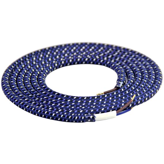 Girard Sudron SCable Rond Noir/blanc/bleu Textile 2x0 75mm² Double Iso 2m