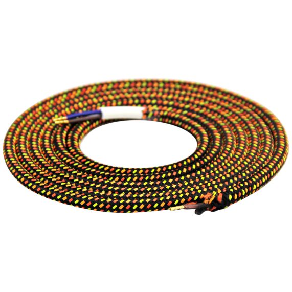 Girard Sudron SCable Rond Noir/jaune/orange/rouge Textile 2x0 75mm² Double Iso 2m
