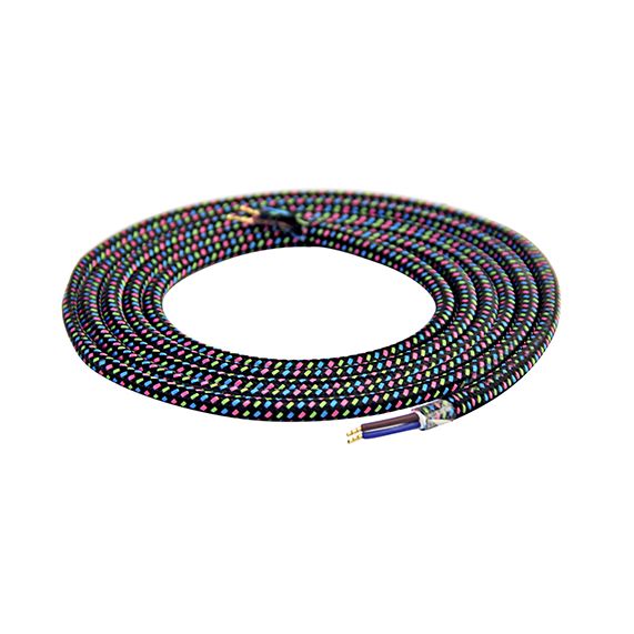 girard sudron SCable rond noir/vert/bleu/rose textile 2x0 75mm² double iso 2m