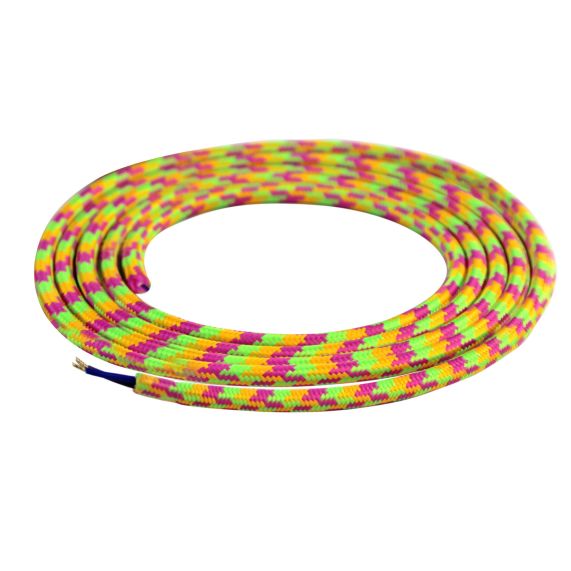 Girard Sudron SCable Rond Vert/rose/jaune Textile 2x0 75mm² Double Iso 2m