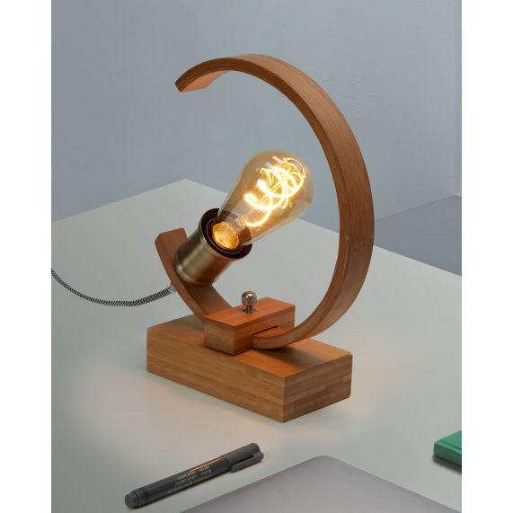 Girard Sudron SUPPORT BAMBOU INCURVÉ E27 25*10*31CM+CABLE TEXTILE 1 5M AVEC SWITCH