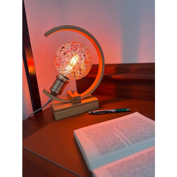 Girard Sudron SUPPORT BAMBOU INCURVÉ E27 25*10*31CM+CABLE TEXTILE 1 5M AVEC SWITCH