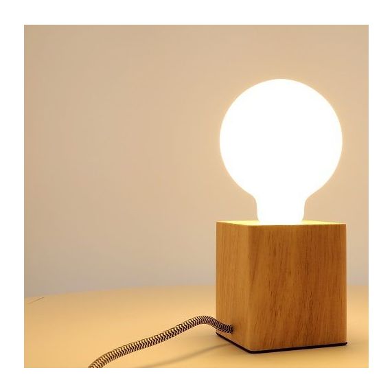 Girard Sudron SUPPORT LAMPE BOIS CARRÉE E27 L80XH90MM 1.3M CÂBLE+ Inter ON/OFF
