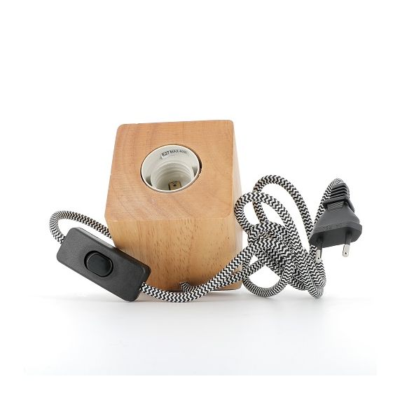 girard sudron SUPPORT LAMPE BOIS CARRÉE E27 L80XH90MM 1.3M CÂBLE+ inter ON/OFF