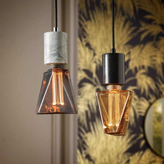 Girard Sudron Suspension E27 Noir Douille Marbre Et Cable Textile Noir Paros IP20 1 6m