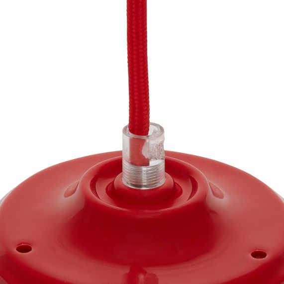 Girard Sudron Suspension Porcelaine E27 Cable Textile Rouge 2m