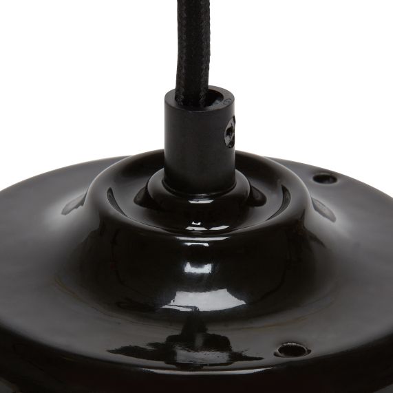 Girard Sudron Suspension Porcelaine E27 Noir IP20 Cable Textile 1m
