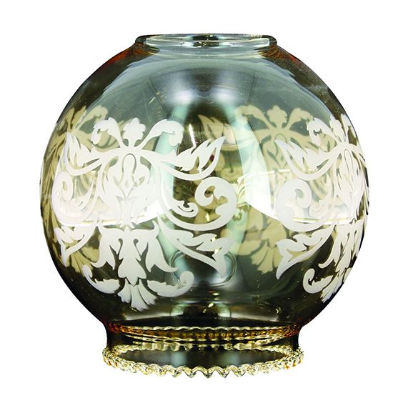 girard sudron Verrerie ambre boule grave ouv col D50mm D120x130mm