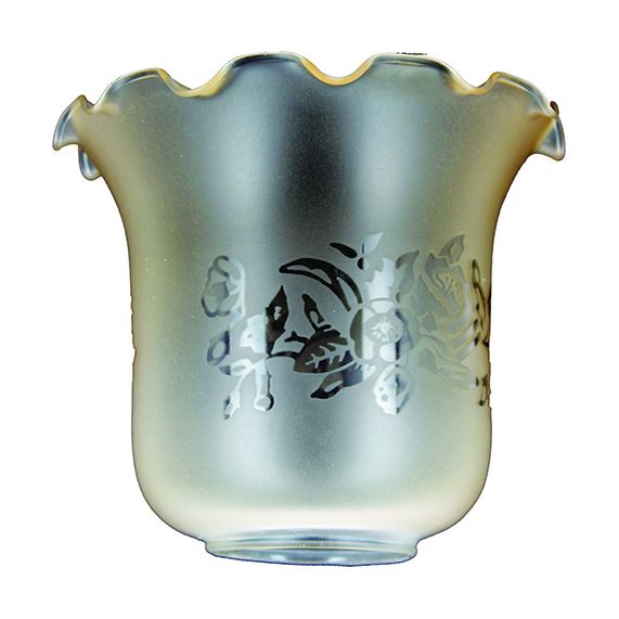 girard sudron Verrerie satine ambre tulipe gravee ouv col D50mm D140x115mm