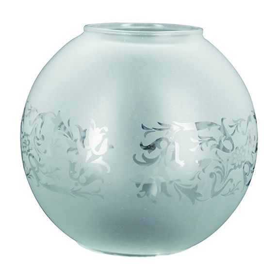 girard sudron Verrerie satine boule grave ouv haut D65mm ouv bas D55mm Louis XV D130x115mm