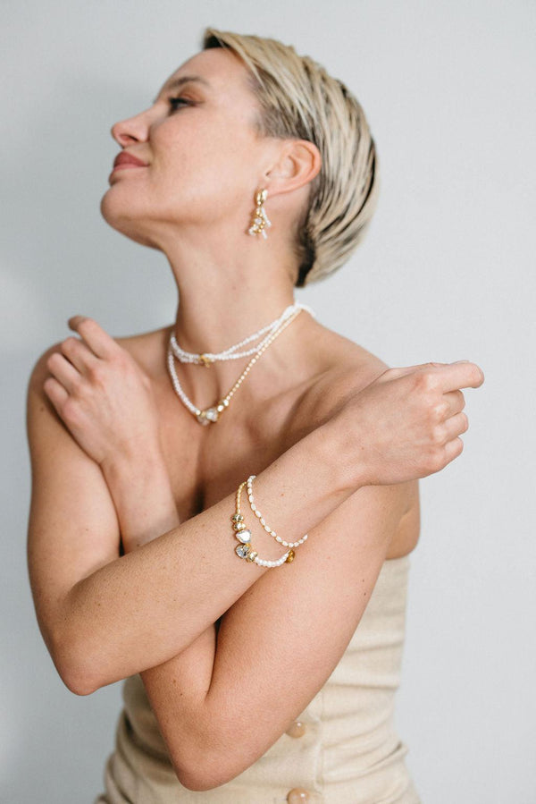 Gisèl B Bracelet Brune En Perles De Nacre