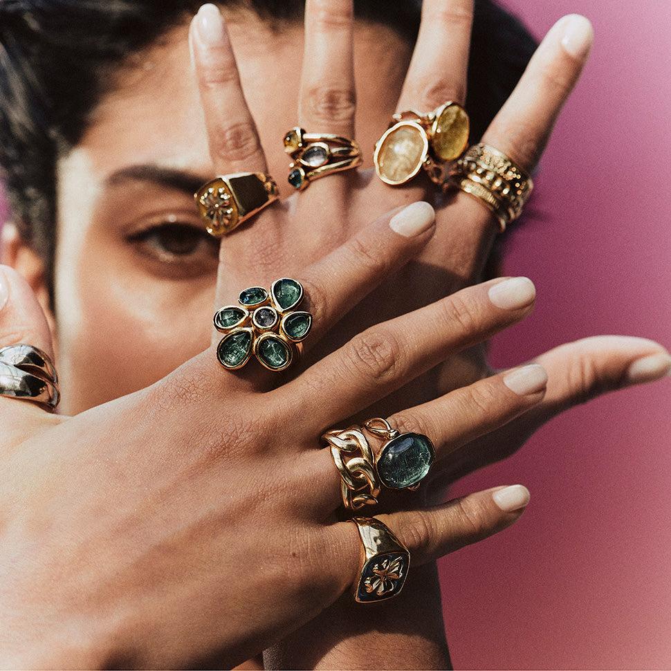 Goossens Paris Bague Fleur Mini Cabochons