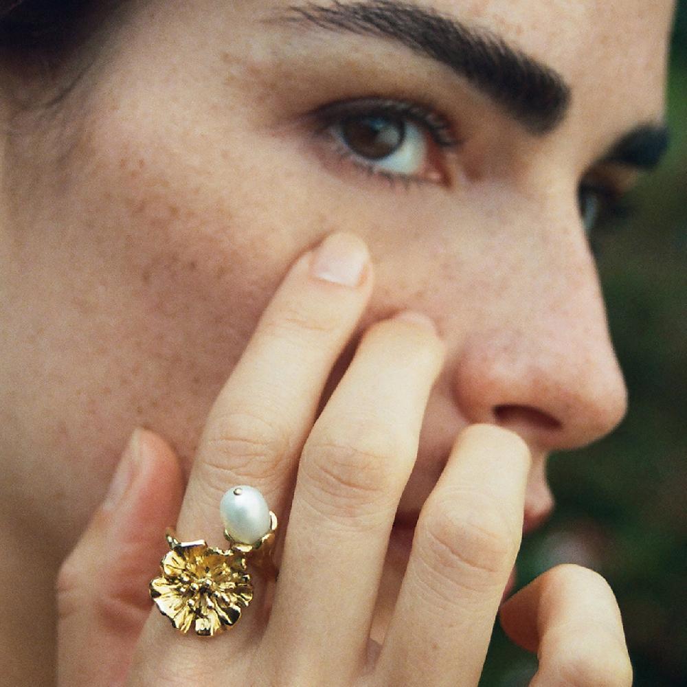 Goossens Paris Bague Perle Fleur De Pavot