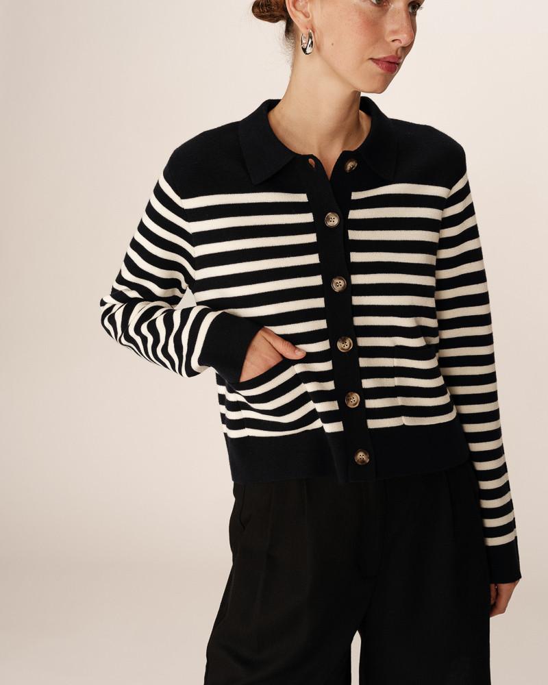 Grace & Mila CARDIGAN RAYURES MARINE PAM