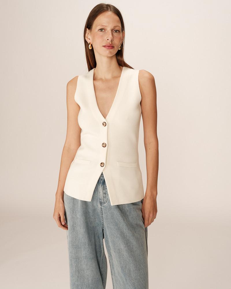 grace & mila GILET ECRU PANAMA