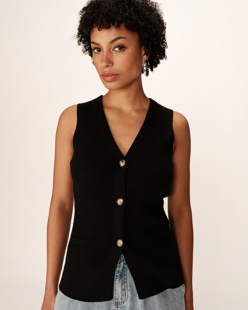 grace & mila GILET NOIR PANAMA