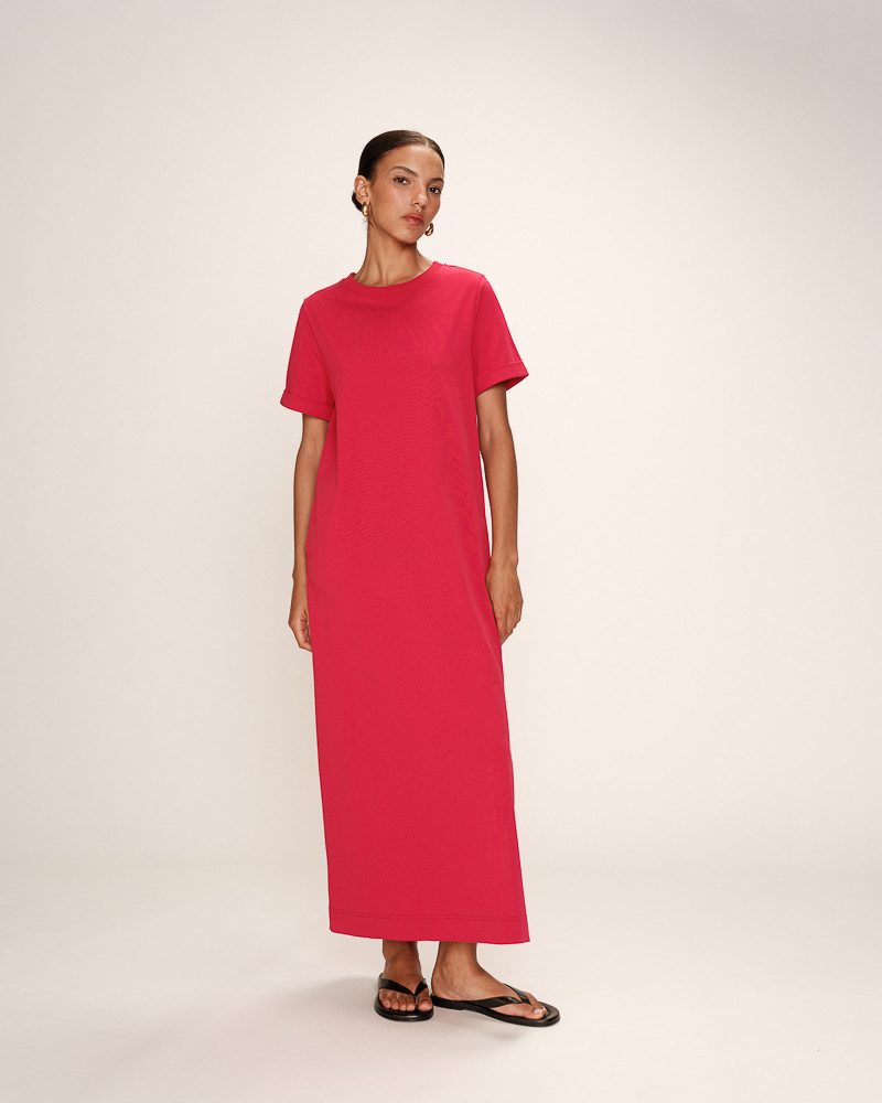 grace & mila ROBE MI-LONGUE CERISE ROSALIE