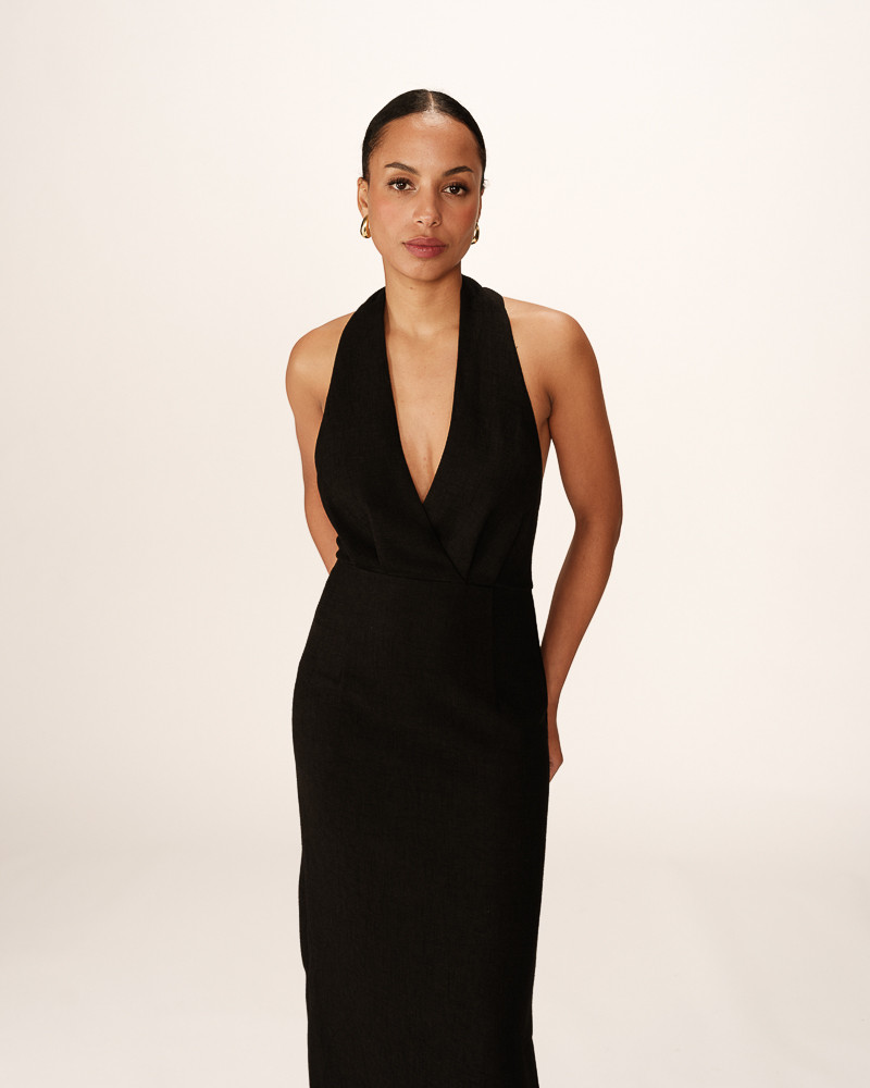 Grace & Mila ROBE MI-LONGUE NOIR PERLA