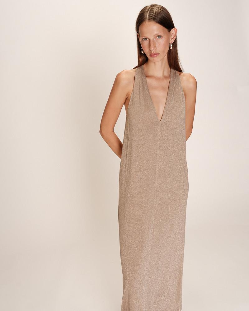 Grace & Mila ROBE MI-LONGUE TAUPE RANI