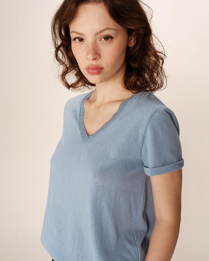 Grace & Mila T-SHIRT BLEU PEPITO