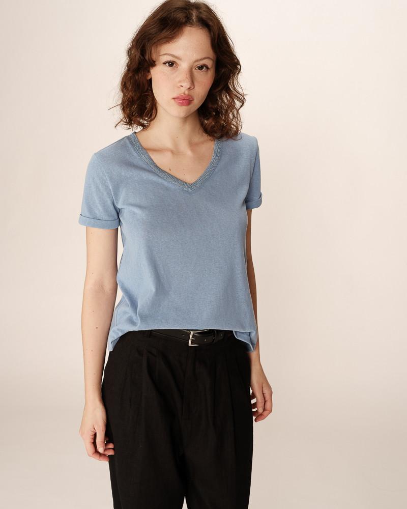Grace & Mila T-SHIRT BLEU PEPITO