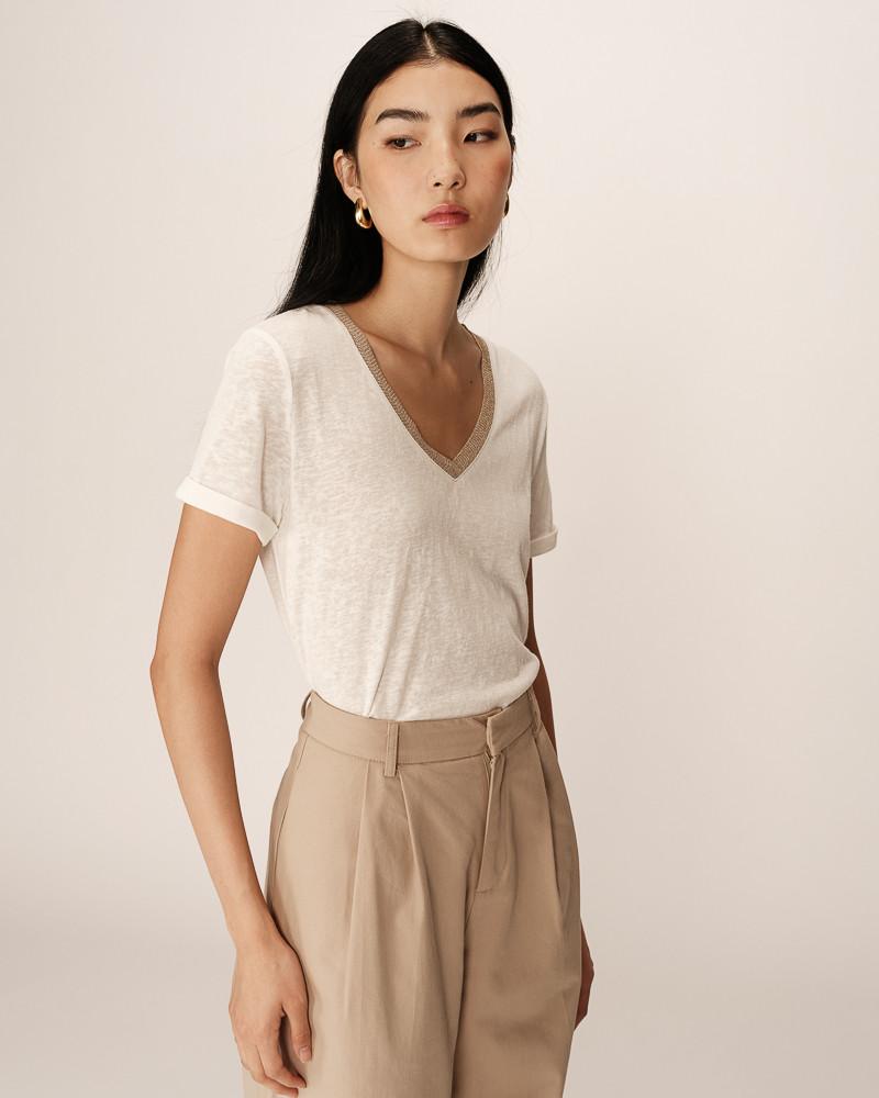 grace & mila T-SHIRT ECRU PEPITO