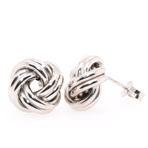graziella 10 Karat White Gold Love Knot Stud Earrings