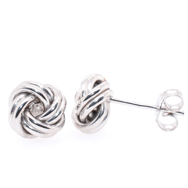 graziella 10 Karat White Gold Love Knot Stud Earrings