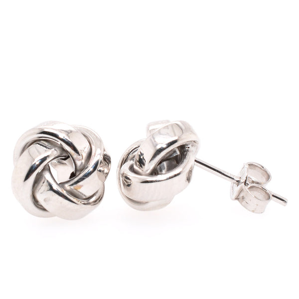 graziella 10 Karat White Gold Love Knot Stud Earrings