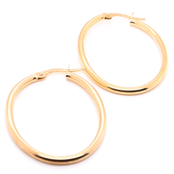 graziella 10 Karat Yellow Gold Oval Oval Hoop Earrings