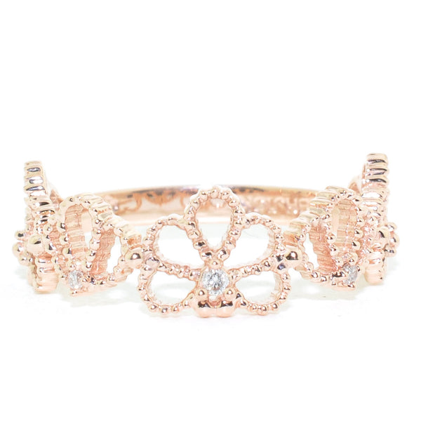 graziella 10KT Rose Gold 0.02CTW Diamond Flower Ring