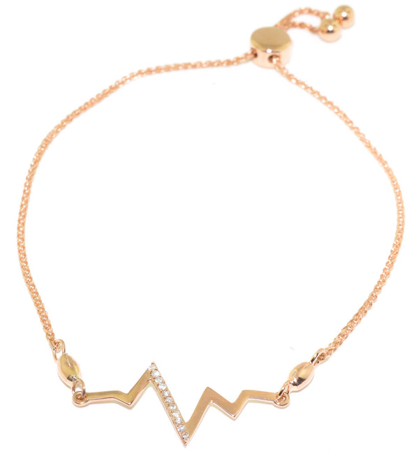 graziella 10KT Rose Gold 0.05CTW Diamond Zig Zag Adjustable Bracelet