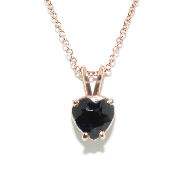 graziella 10KT Rose Gold 18" Heart shaped Blue Sapphire Neckalce